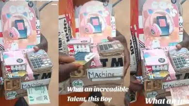 Little boy constructs ATM machine ₦5, ₦10 naira ATM card