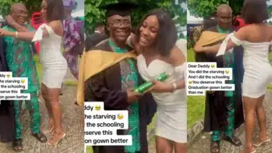 "This made me cry" - Grateful daughter honors dad with her graduation gown, cap as she graduates from university