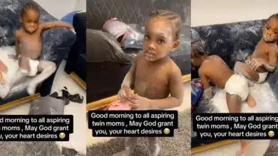 "God, spare me from anything like twins" - Angry mother prays against twins as daughters bathe in powder, mess up sofa