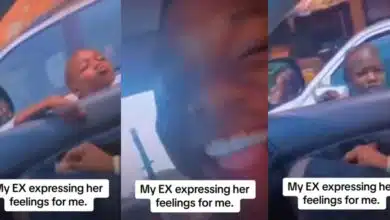 "I love you, na you I like” – Roadside begger blows kisses, uses romantic words to beg money from driver, gets ₦100 naira