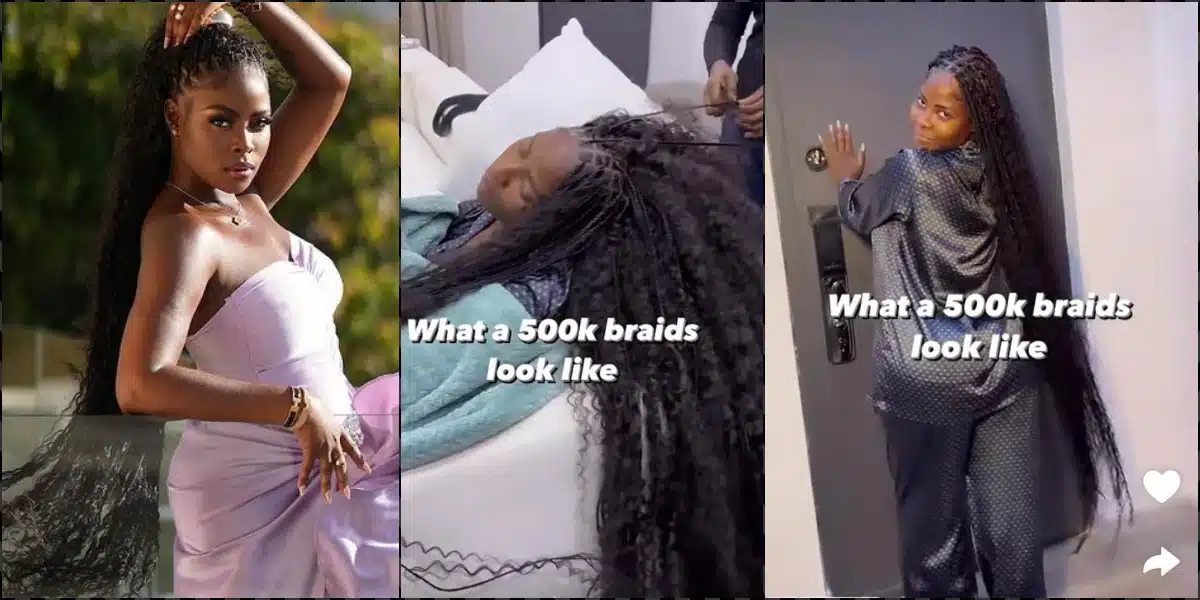 "Upgrade your mentality or work harder" - Khloe throws jabs as she flaunts N500K braids