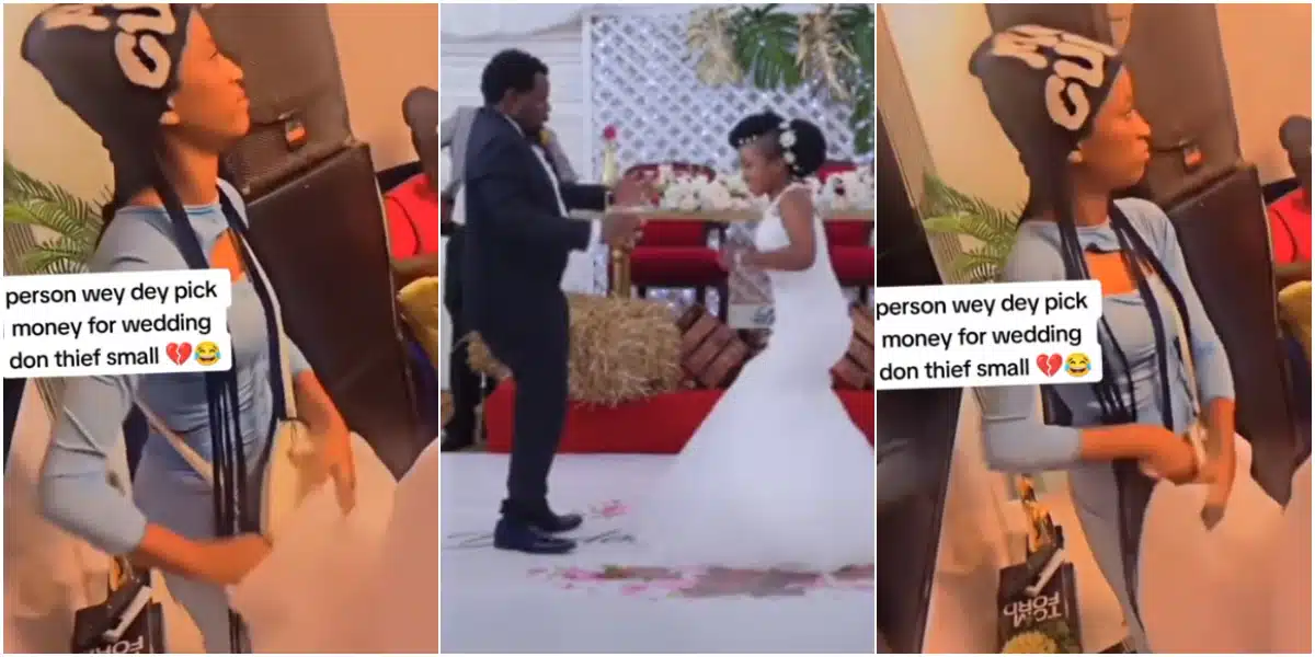 "Someone's serious babe" - Video of lady stealing couple's money at wedding causes buzz