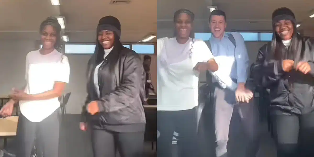 “It can never be Nigerian lecturers” — Reactions as lady shares video of her UK lecturer joining in her TikTok video