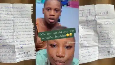 "Men are scum both young and old" - Lady declares as her 12-year-old sister is served hot breakfast, shares sad letter