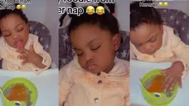 "Adenike, see food" - Nigerian mother wakes sleeping daughter with food aroma