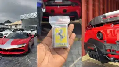 "Paid almost 400 million to clear it" - Nigerian man shows off imported 1 billion naira Ferrari car