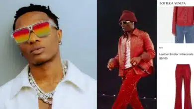 "Expensive shit" - Wizkid rocks Bottega Veneta shirt, Ferragamo denim pants worth 18 million naira on stage