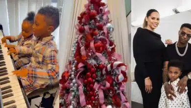 "Merry Christmas" - Wizkid's baby mama shares a video of kids singing and playing piano after putting up Christmas tree