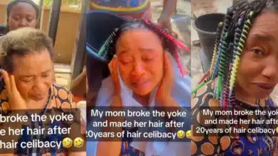 Emotional moment as Nigerian mother ends 20-year hair-making celibacy