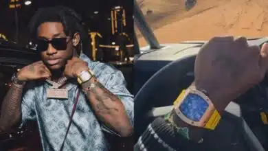 "And he no get house for Lagos" – Shallipopi set tongues wagging as he flaunts his Richard Mille wristwatch worth N232m