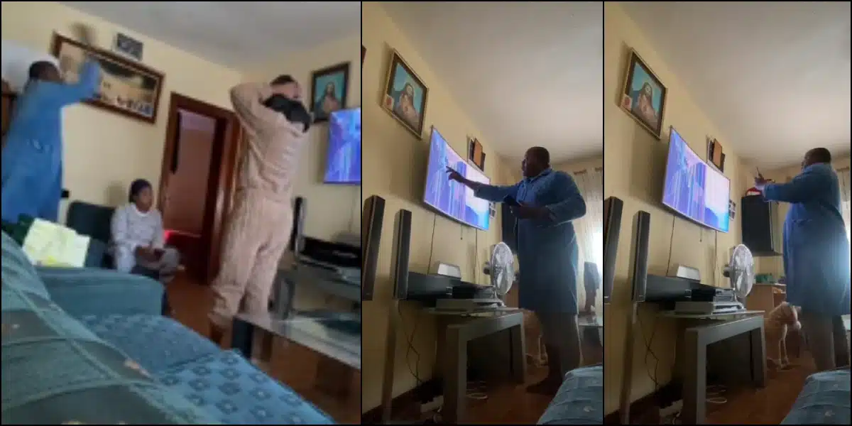 lady dad broken tv prank