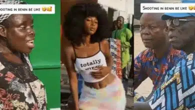 "Benin people can look eh" - Awkward stares at beautiful lady during photoshoot in Benin Republic causes stair online