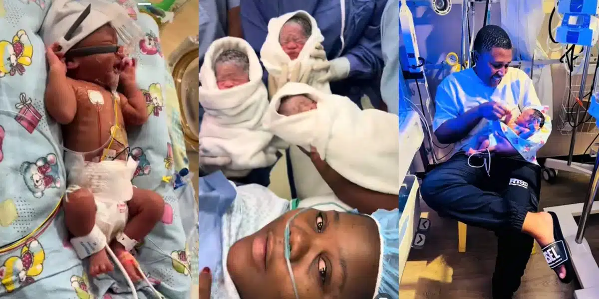 "Yaz, it’s soo scary" - Emotional scene as woman welcomes triplets, all placed on life support