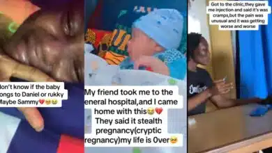 "Don't know if baby belongs to Daniel, Rukky, or..." - Lady returns with baby as she visits hospital over abdominal pain