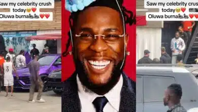 Nigerian lady excited as she meets her celebrity crush, Burna Boy