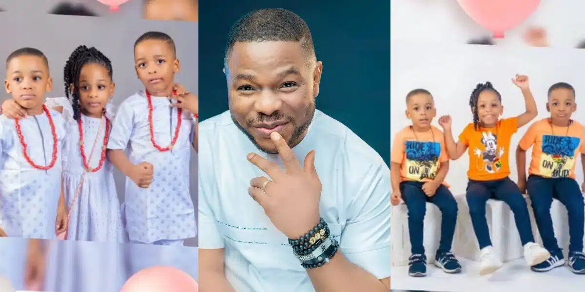 "My Treasured" – Yinka Ayefele celebrates his triplets as they turn 5