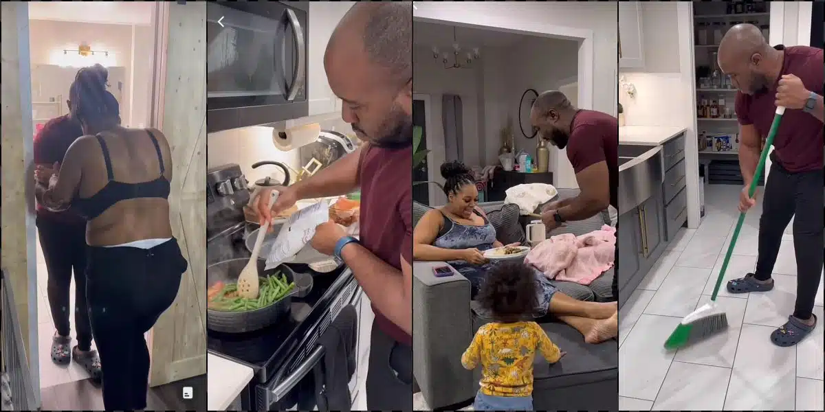 Outrage as man takes extra care of wife during postpartum recovery