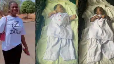 Lady shares oversized baby outfit tailor sew for her nephew's dedication