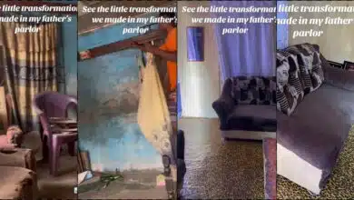 "This is what we can afford for now" - Lady praised as she transforms father's parlour