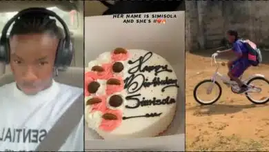 Moment big brother surprises sister with bicycle, cake after missing her birthday