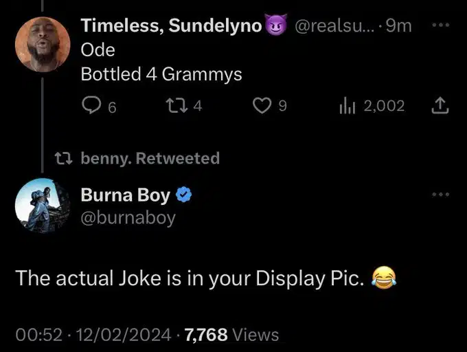 Burna Boy discloses his phone has been ceased following comment about Davido