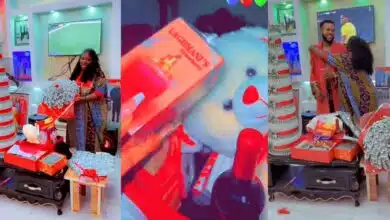 "First birthday as a wife" - Nigerian man surprises wife with gifts, money bouquet on her first birthday post-wedding