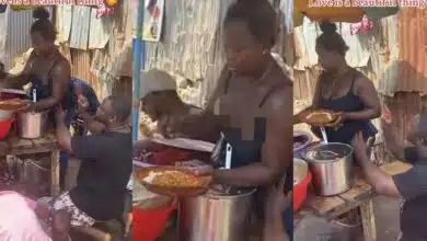 "Power of love, step 1 completed" - Romantic scene as Nigerian man takes a knee, proposes to food vendor girlfriend