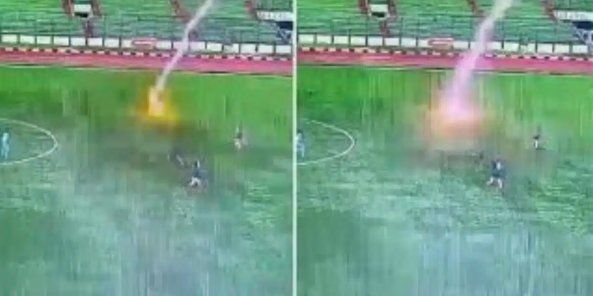 "Village people" – Moment footballer is struck by lightning and killed during a match