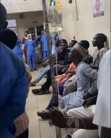 doctors nurses patients watch super eagles match