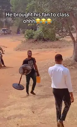 student standing fan class