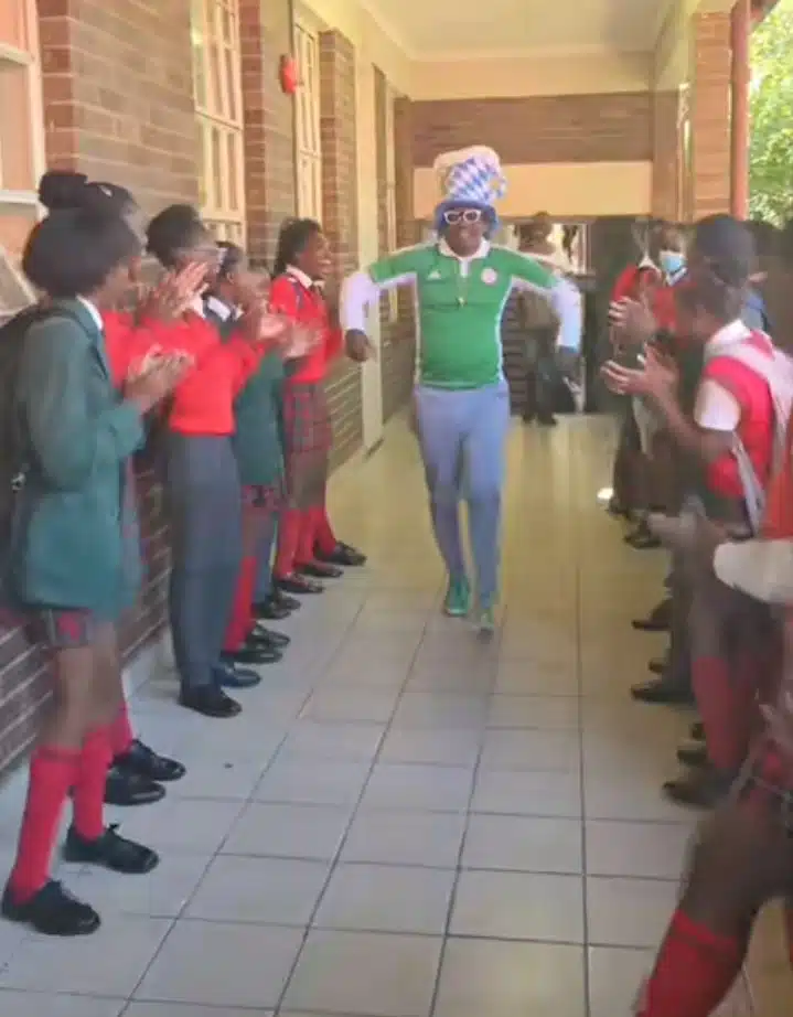 Nigerian teacher holds victory parade with his South African students