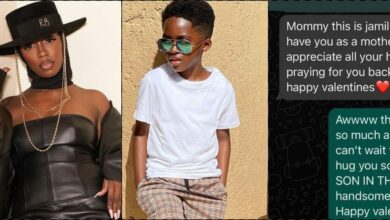 Tiwa Savage shares touching text from son, Jamil ahead of Valentine