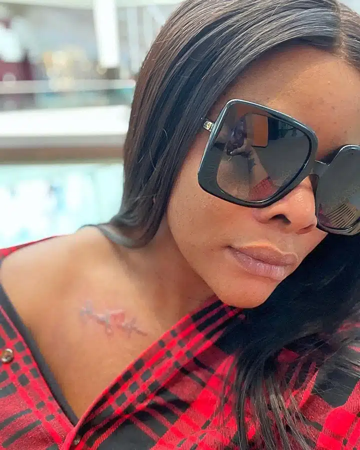 Laura Ikeji's tattoo 