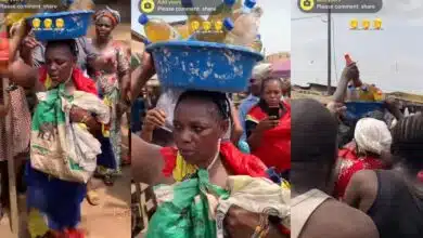 "She stole what's on her head" - Elderly woman caught stealing cooking oil faces public humiliation in market square