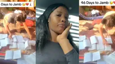 "46 days to jamb" - Internet cheers as video shows Nigerian lady's intense preparation for 2024 JAMB examination