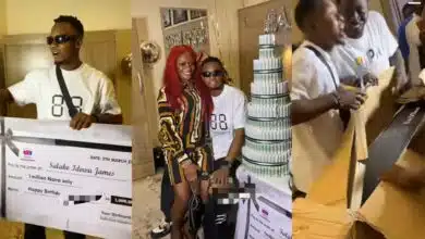 "Best TikTok video" - Beautiful scene as girlfriend gifts boyfriend 1m cheque, plasma TV, money bouquet on birthday