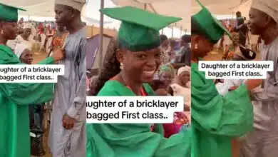 "Daughter of a bricklayer" - Nigerian lady dances with her proud bricklayer father as she clinched first-class honors