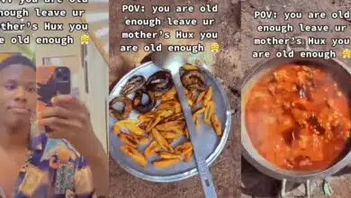 "Make I comot?, go where exactly" - Nigerian man refuses to leave mom's house over free food, flaunts hot stew, fish, etc