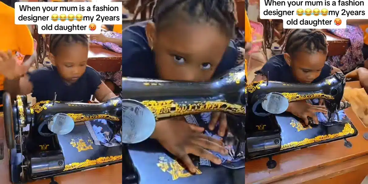 "Genius at the Machine" - 2-year-old toddler stuns internet with sewing skills