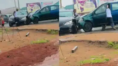 Commotion ensues as motorist collides into Lexus