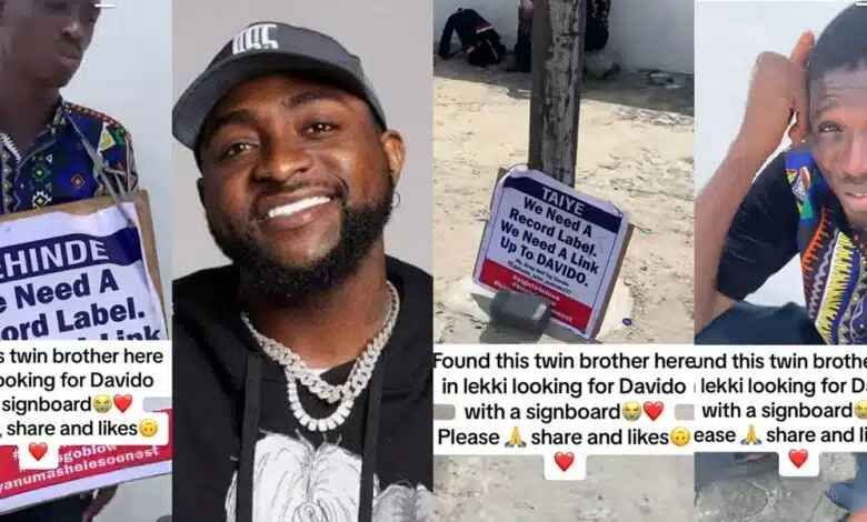 "We need a record label, we need Davido" - Nigerian Twin brothers turn heads in lekki with plea to meet Davido