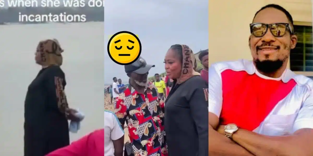 Jnr Pope: Video of Regina Daniels' mom appealing to water spirits