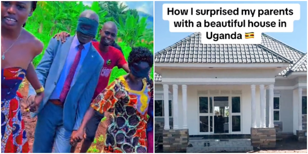 Moment lady secretly lands in country, surprises parents with 4-bedroom house