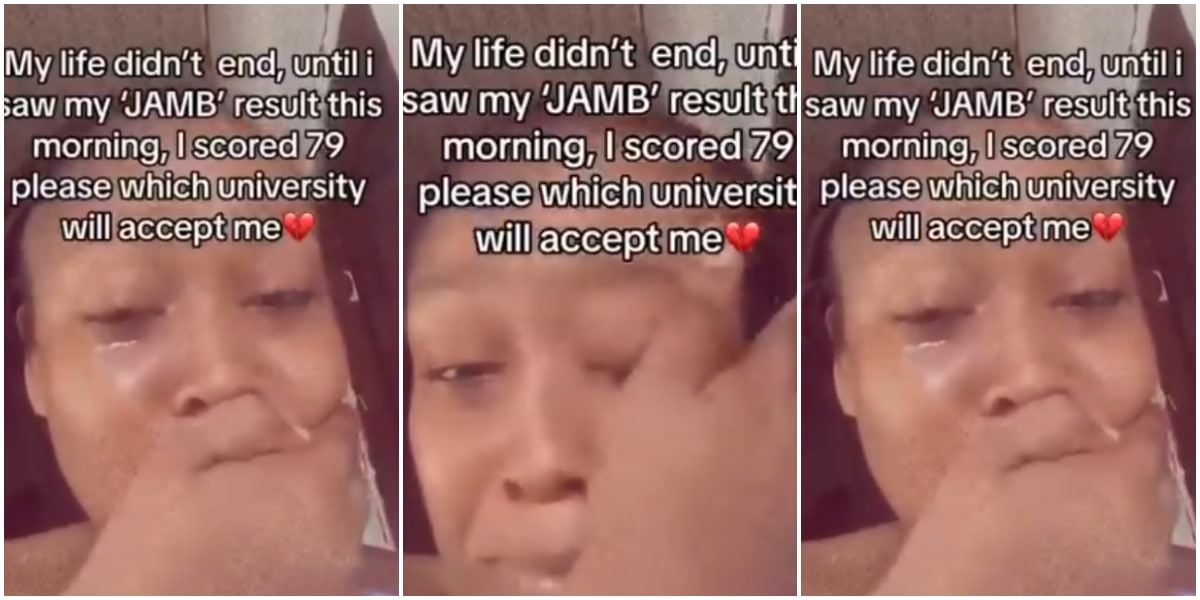 Video of beautiful lady breaking down in tears over which university will accept her after scoring 79 in JAMB causes buzz online