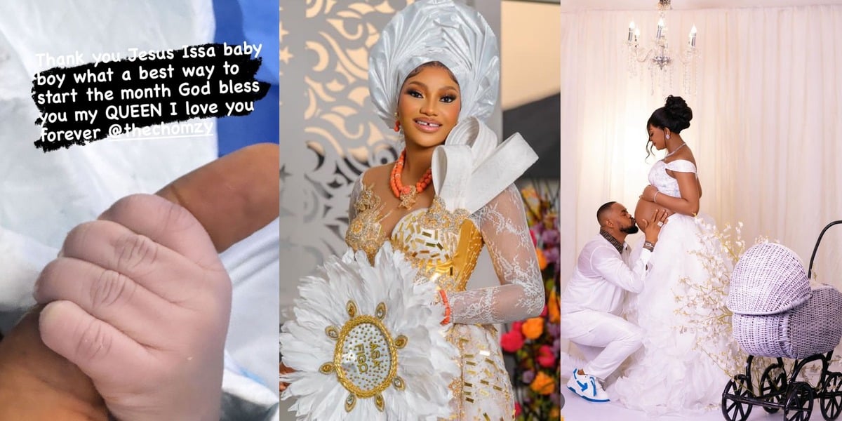 BBNaija's Chomzy welcomes baby boy with husband