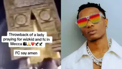 Wizkid's super fan prays for him and FC in Mecca, calls out his full name