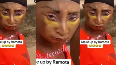 Aunty Ramota impresses men with heavy make-up she applied herself