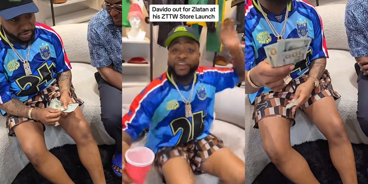 Davido hands out 0 bills to Zlatan Ibile's clothing store employees