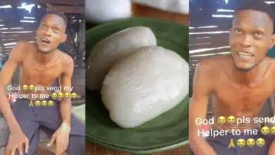 Nigerian man declares himself 'dead' due to severe poverty, eats fufu with water and unripe pawpaw