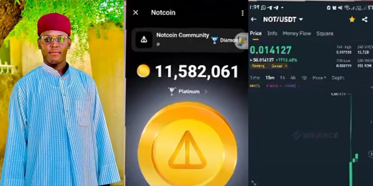 Nigerian man celebrates earning $300 from Notcoin tapping, shares proof online